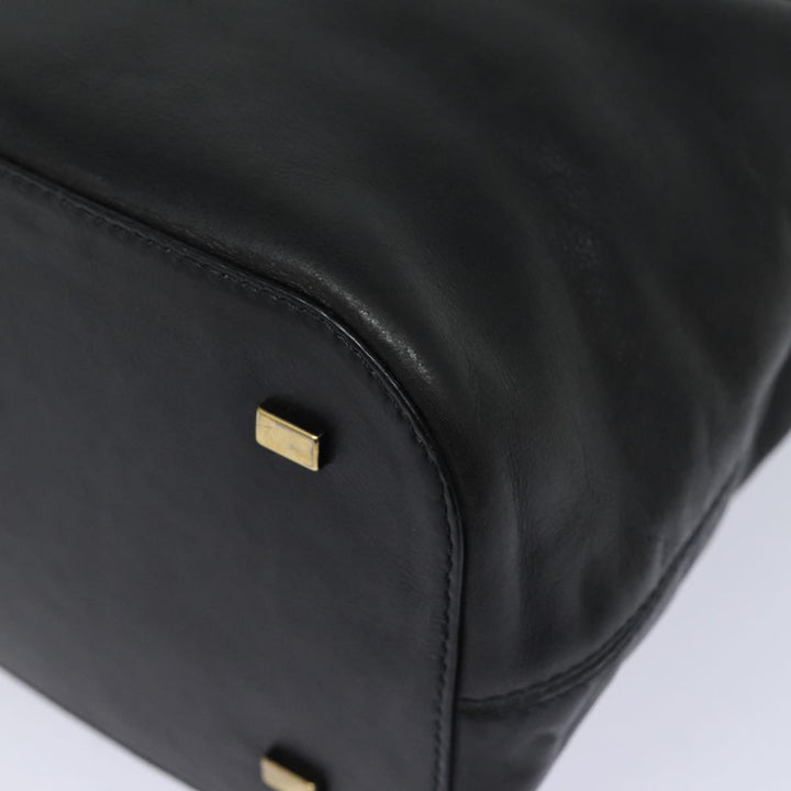 Celine Hand Bag Leather Black Auth 77841