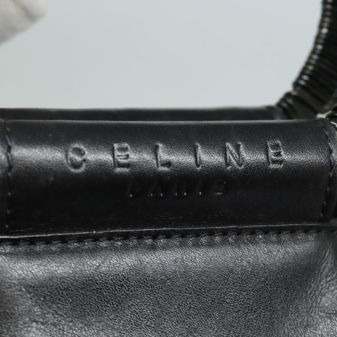 Celine Hand Bag Leather Black Auth 77841