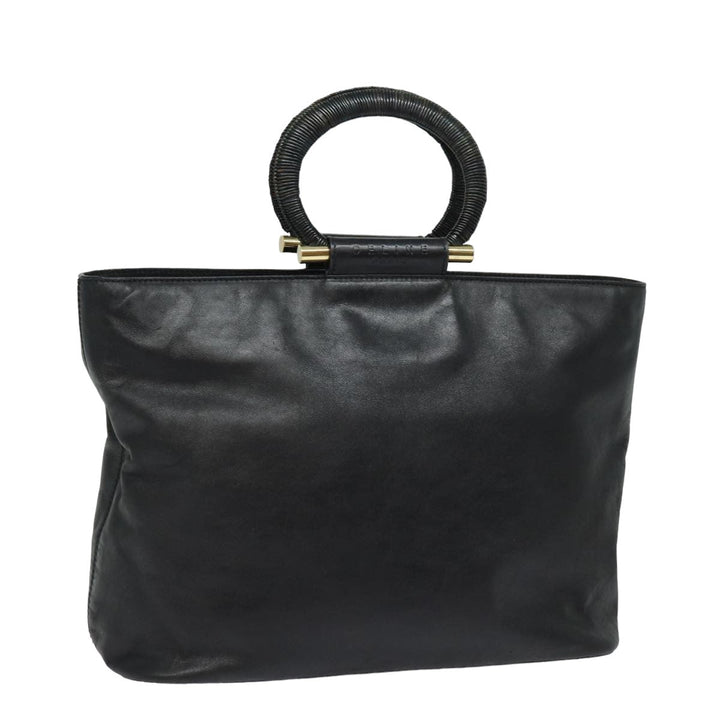 Celine Hand Bag Leather Black Auth 77841