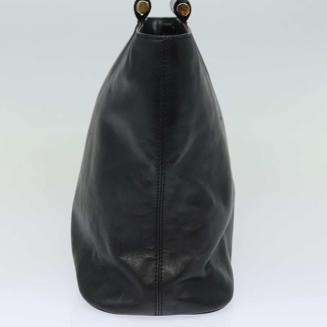 Celine Hand Bag Leather Black Auth 77841
