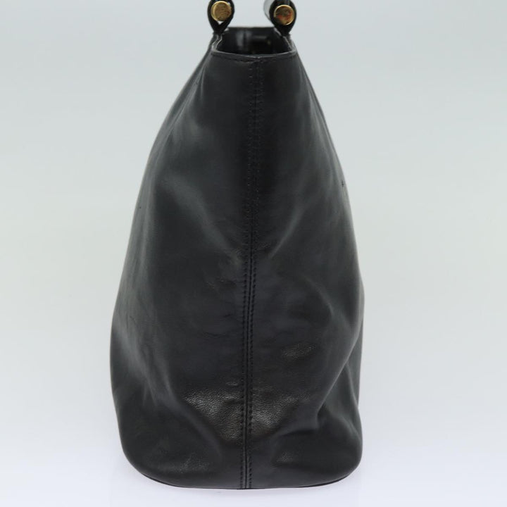 Celine Hand Bag Leather Black Auth 77841
