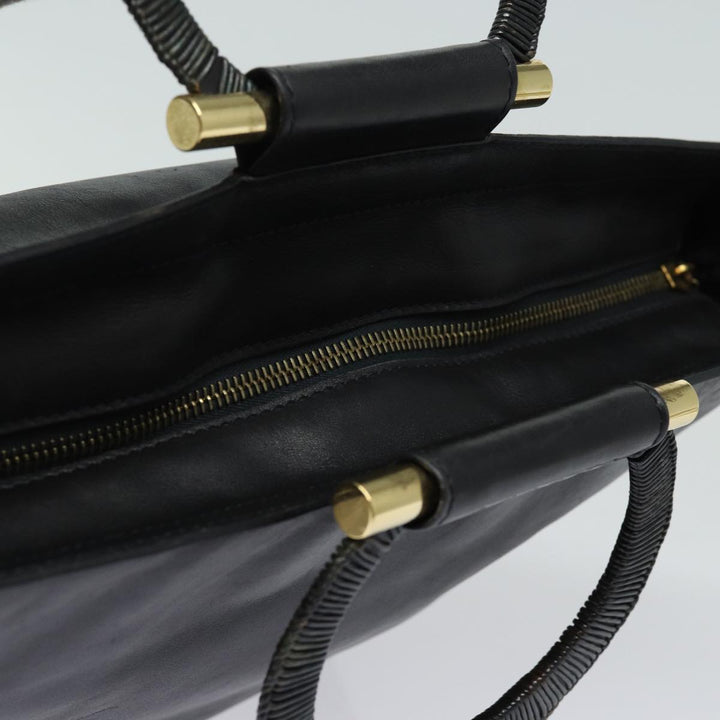 Celine Hand Bag Leather Black Auth 77841