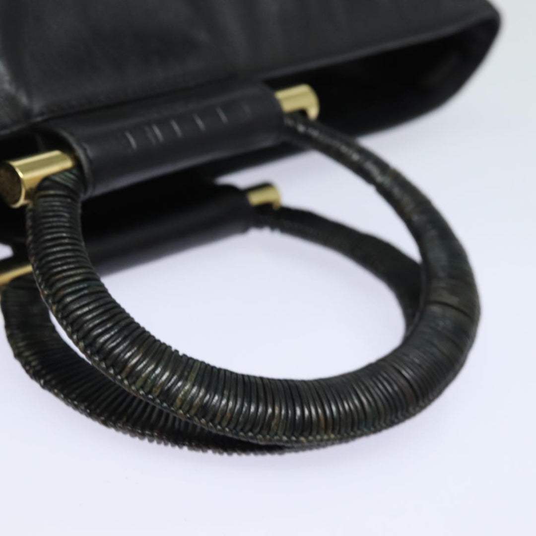 Celine Hand Bag Leather Black Auth 77841