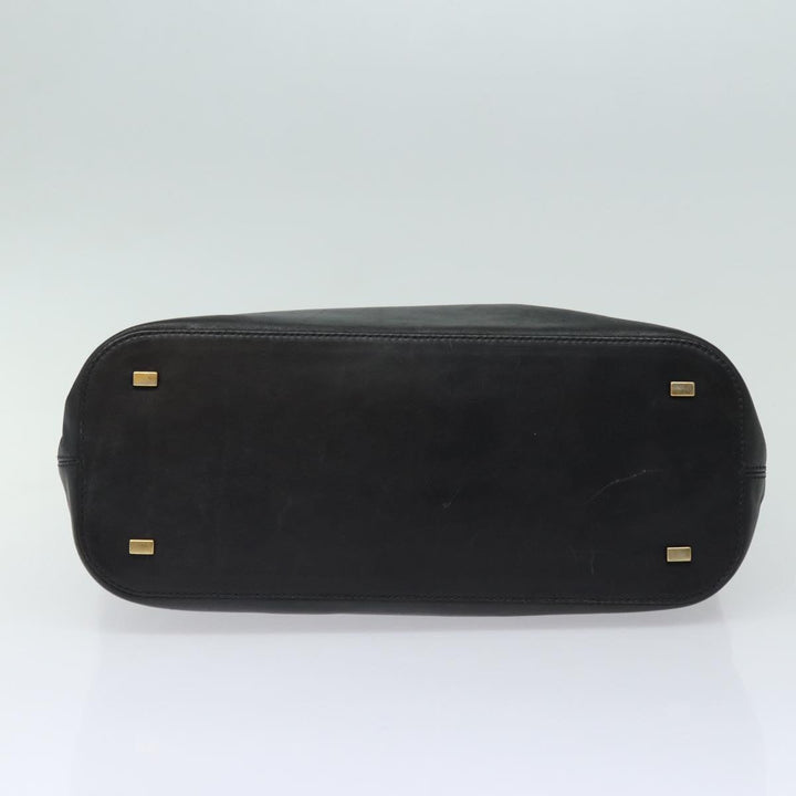 Celine Hand Bag Leather Black Auth 77841