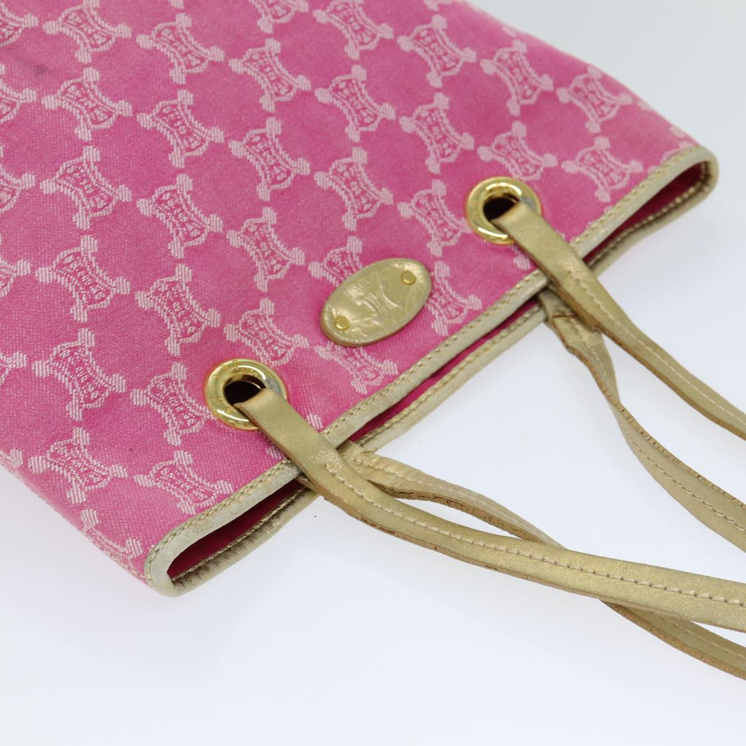 Celine Paris Macadam Canvas Tote Bag Pink Auth 77842