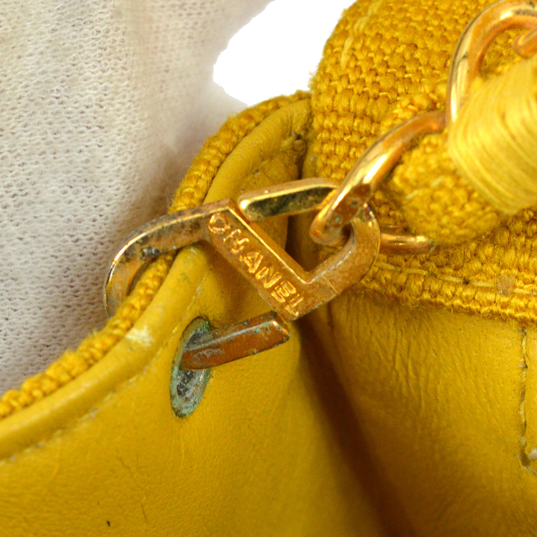 Top Quality Chanel * 1991-1994 Diana Small Yellow Linen