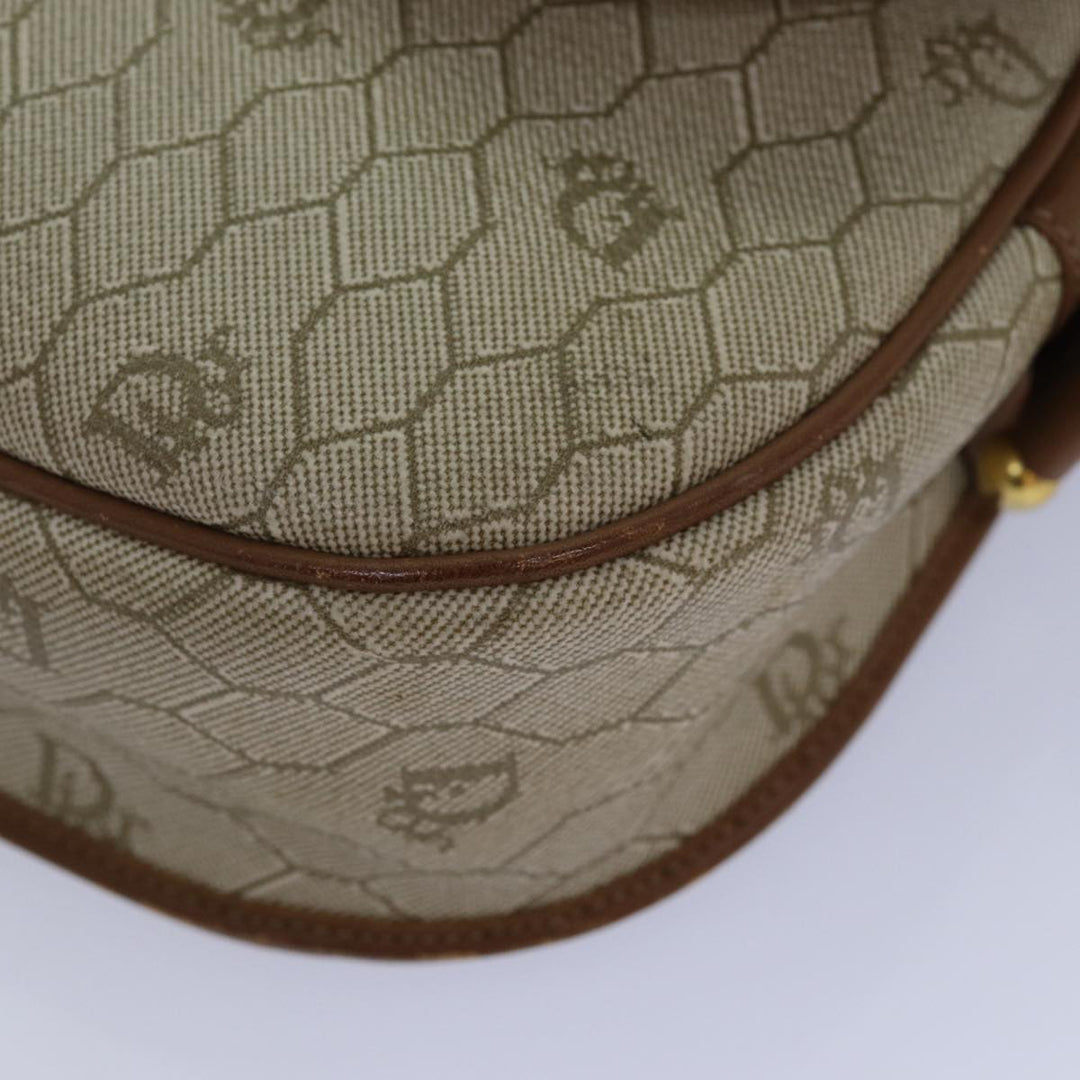 CHRISTIAN Top quality Dior Honeycomb Canvas Shoulder Bag PVC Leather Beige Auth 77935