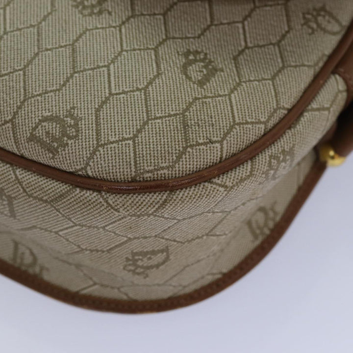 CHRISTIAN Top quality Dior Honeycomb Canvas Shoulder Bag PVC Leather Beige Auth 77935