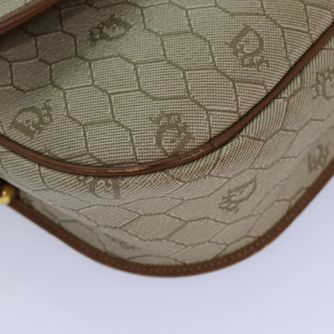 CHRISTIAN Top quality Dior Honeycomb Canvas Shoulder Bag PVC Leather Beige Auth 77935