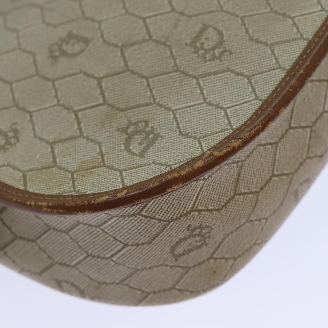 CHRISTIAN Top quality Dior Honeycomb Canvas Shoulder Bag PVC Leather Beige Auth 77935