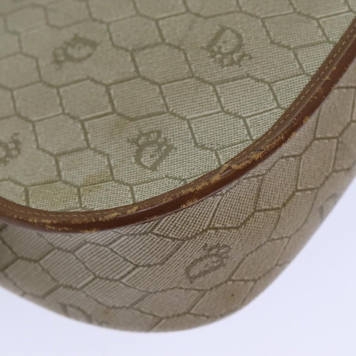 CHRISTIAN Top quality Dior Honeycomb Canvas Shoulder Bag PVC Leather Beige Auth 77935