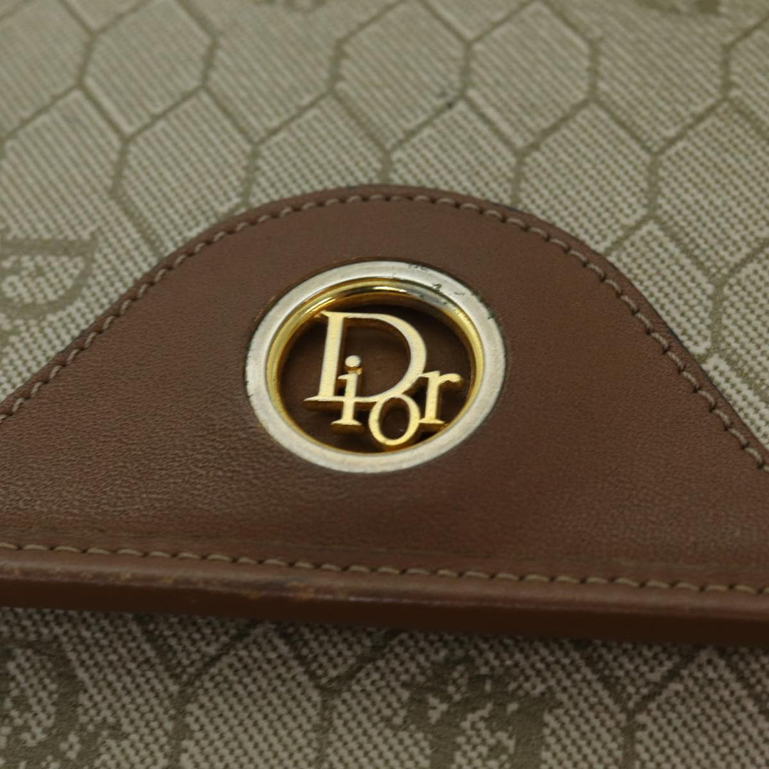 CHRISTIAN Top quality Dior Honeycomb Canvas Shoulder Bag PVC Leather Beige Auth 77935