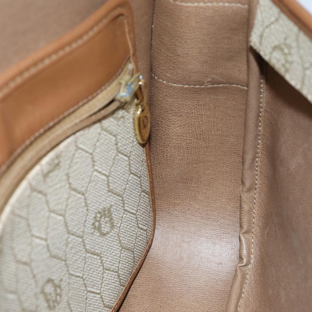 CHRISTIAN Top quality Dior Honeycomb Canvas Shoulder Bag PVC Leather Beige Auth 77935