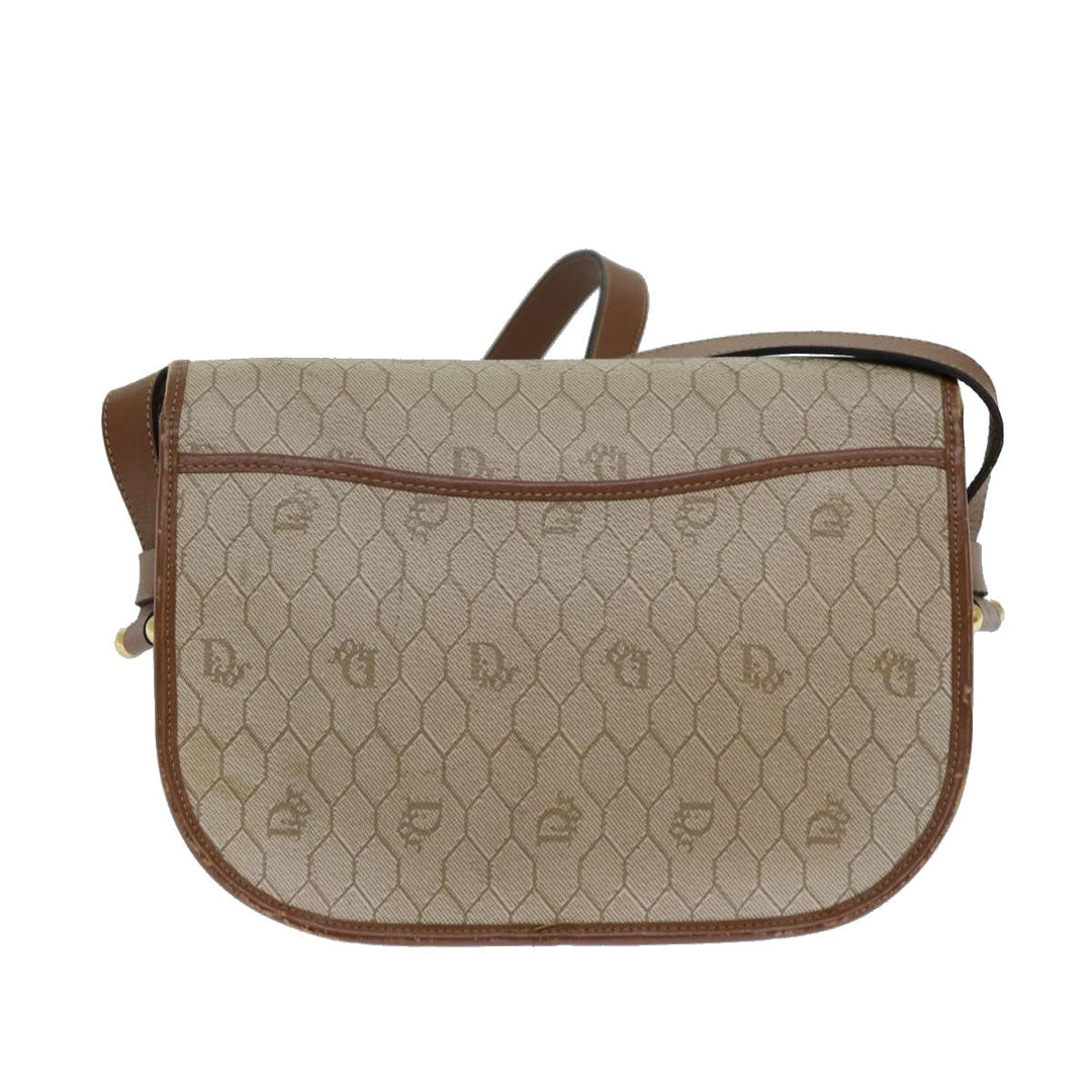 CHRISTIAN Top quality Dior Honeycomb Canvas Shoulder Bag PVC Leather Beige Auth 77935