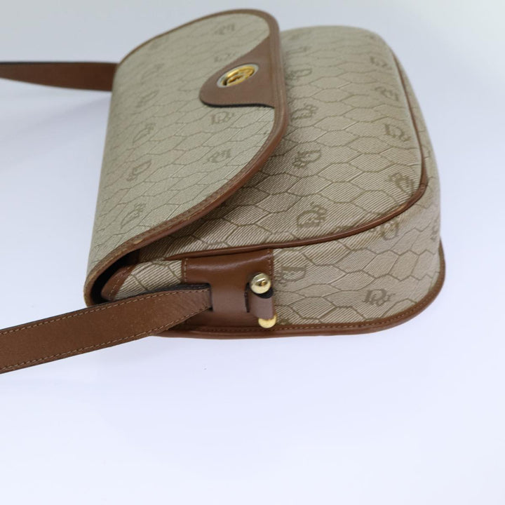 CHRISTIAN Top quality Dior Honeycomb Canvas Shoulder Bag PVC Leather Beige Auth 77935