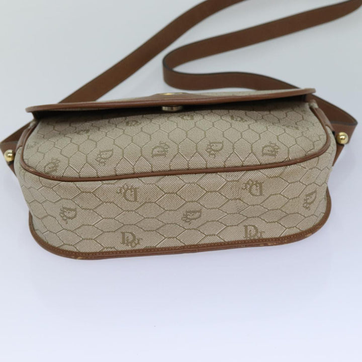 CHRISTIAN Top quality Dior Honeycomb Canvas Shoulder Bag PVC Leather Beige Auth 77935