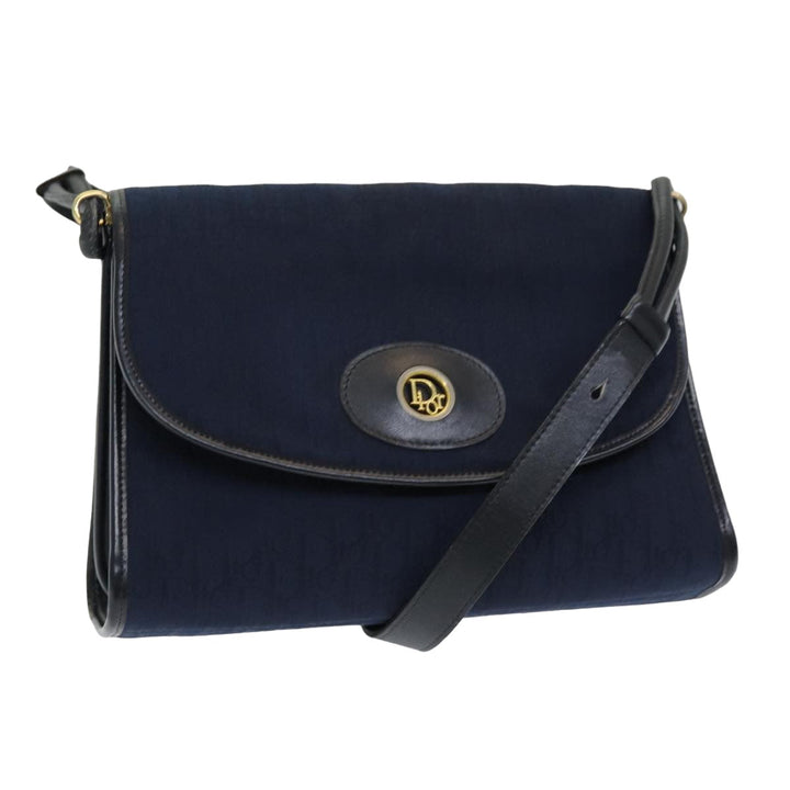 CHRISTIAN Top quality Dior Trotter Canvas Shoulder Bag Navy Auth 77938