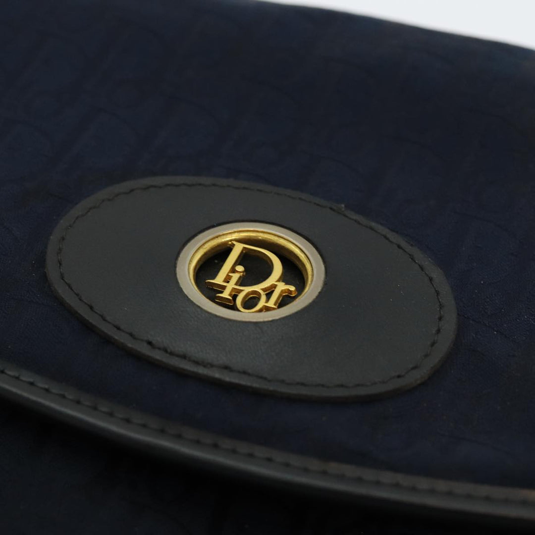 CHRISTIAN Top quality Dior Trotter Canvas Shoulder Bag Navy Auth 77938