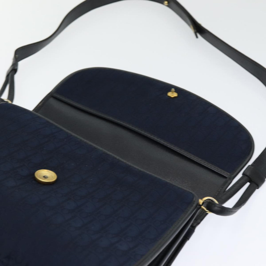 CHRISTIAN Top quality Dior Trotter Canvas Shoulder Bag Navy Auth 77938