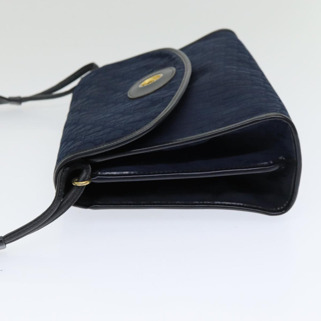 CHRISTIAN Top quality Dior Trotter Canvas Shoulder Bag Navy Auth 77938