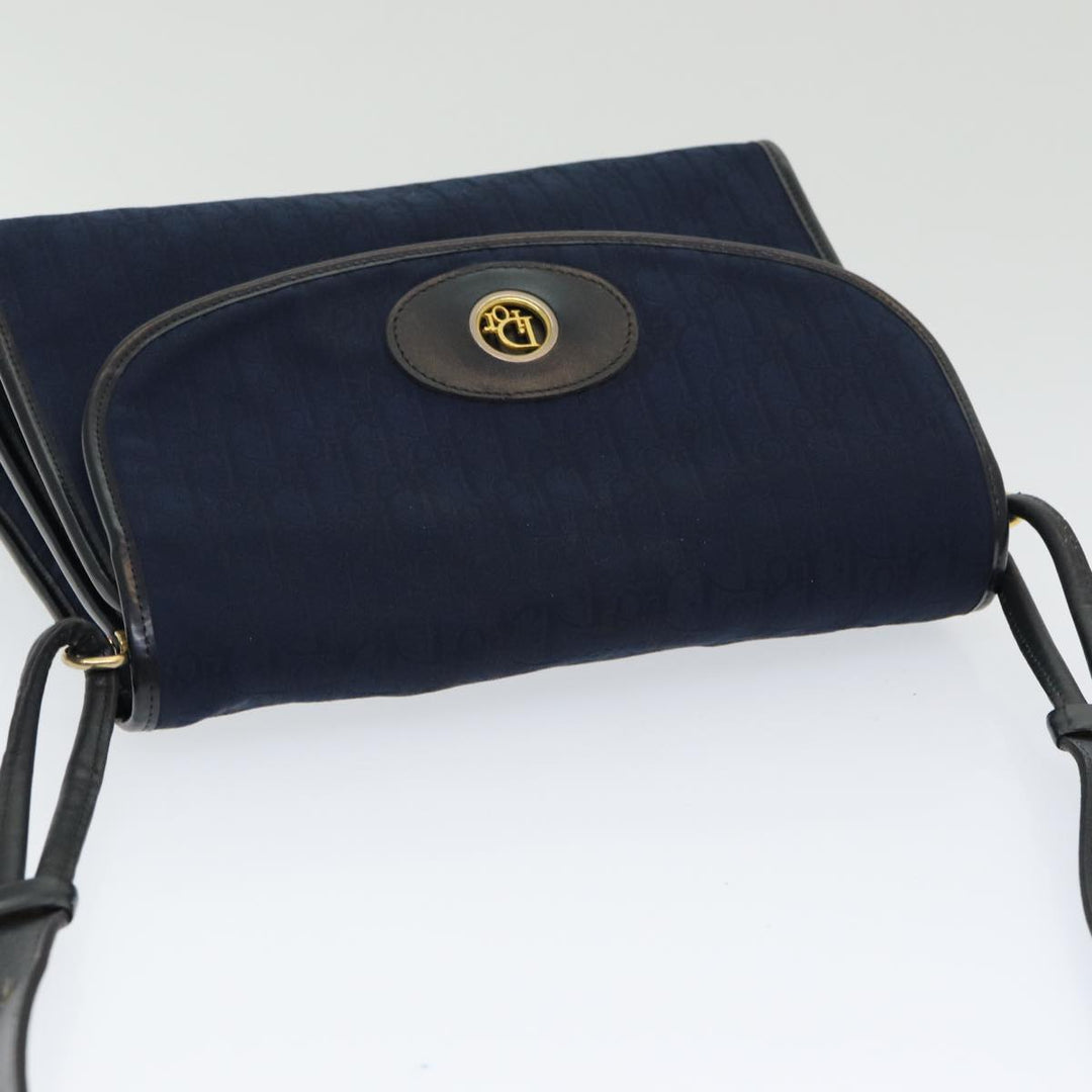 CHRISTIAN Top quality Dior Trotter Canvas Shoulder Bag Navy Auth 77938