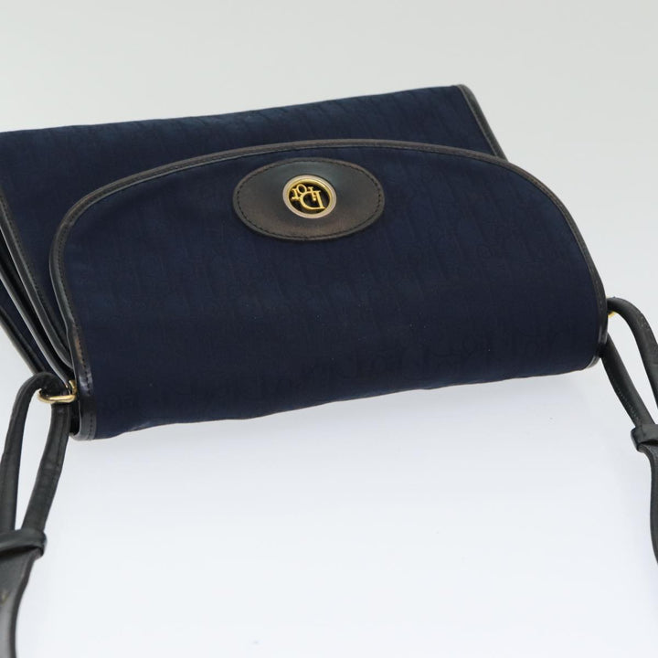 CHRISTIAN Top quality Dior Trotter Canvas Shoulder Bag Navy Auth 77938