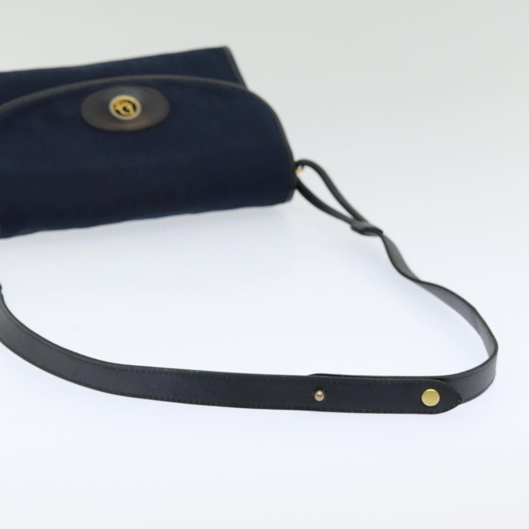 CHRISTIAN Top quality Dior Trotter Canvas Shoulder Bag Navy Auth 77938