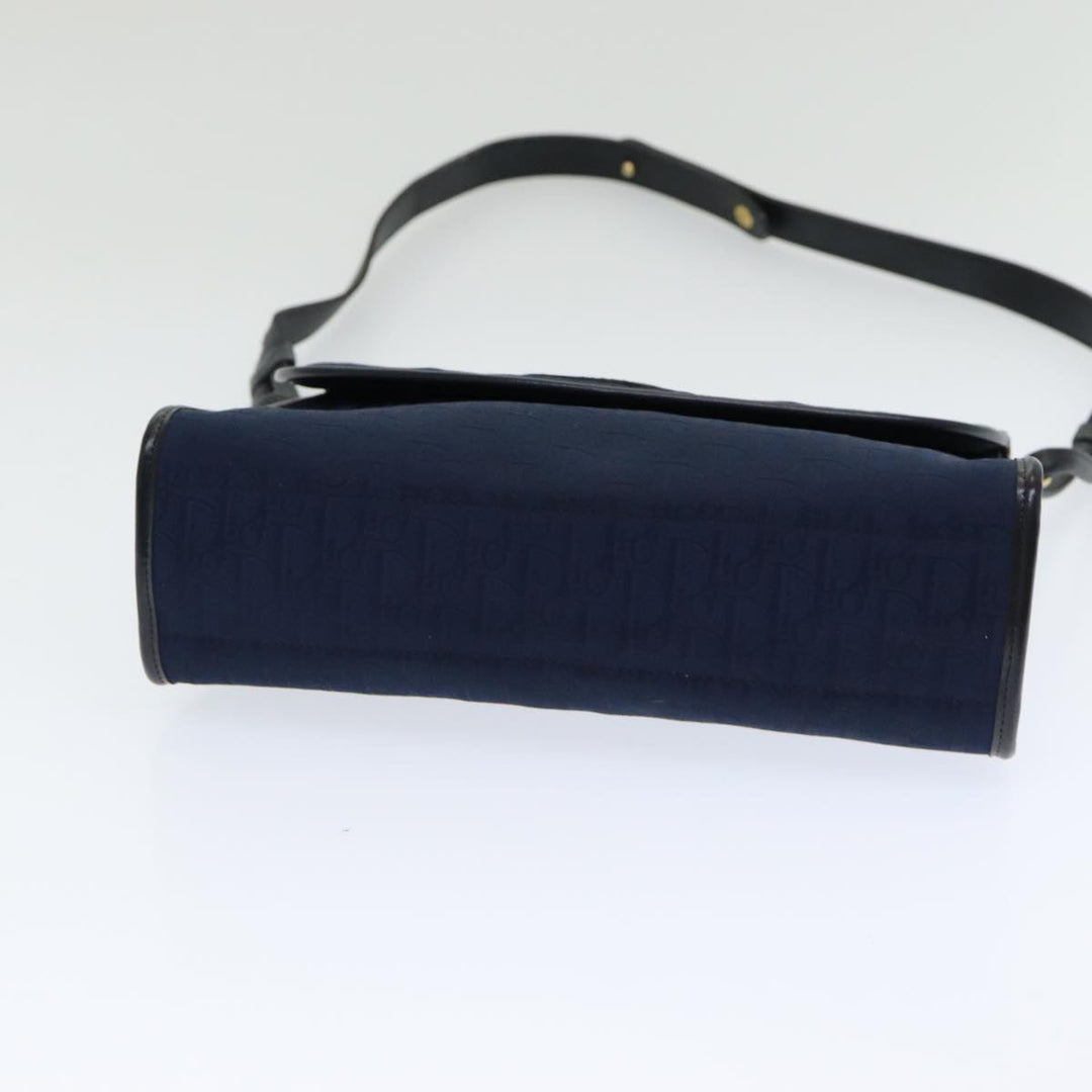 CHRISTIAN Top quality Dior Trotter Canvas Shoulder Bag Navy Auth 77938