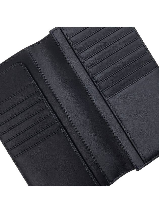 Burberry Logo Checked Leather Long Wallet Charcoal