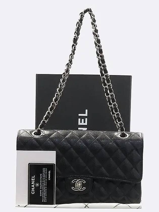 A01112 Caviar Classic Medium M Size Flap Chain Shoulder Bag Chanel
