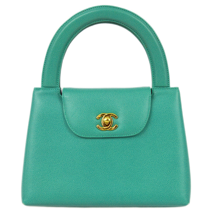 Top Quality Chanel 1997-1999 Green Caviar Small Shopping Handbag