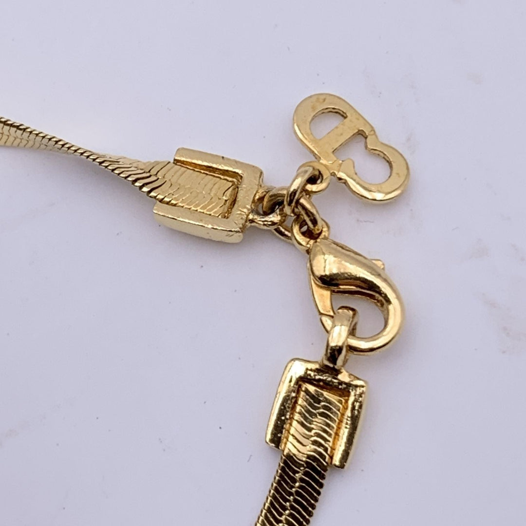 CHRISTIAN Top quality Dior Gold Metal D Logo Pendant Snake Chain Bracelet