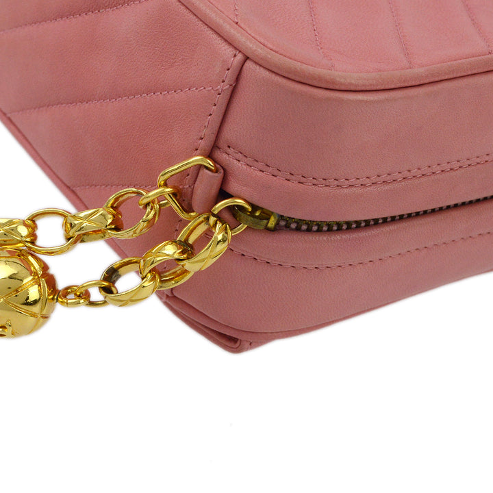 Top Quality Chanel Pink Lambskin Fringe Camera Bag Mini