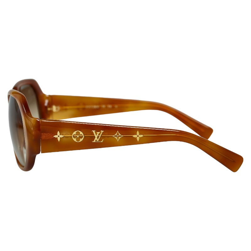 Louis Vuitton Monogram Obsession Curly Grading Lens Sun Glasses Z0028W Brown Gold Plastic  Louis Vuitton