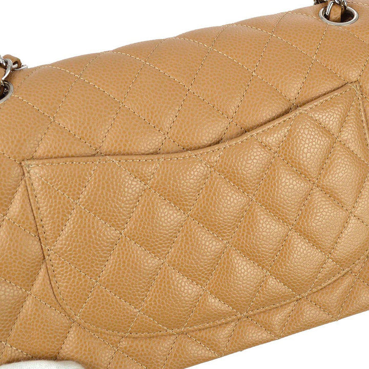 Top Quality Chanel 2004-2005 Classic Double Flap Medium Beige Caviar