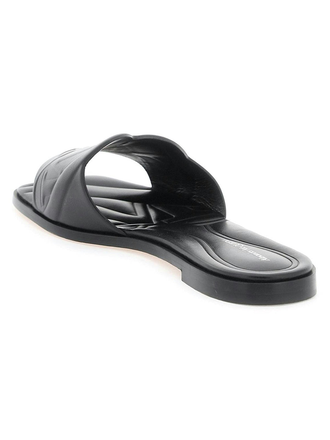 LEATHER SLIDES WITH EMBOSSED SEAL LOGO