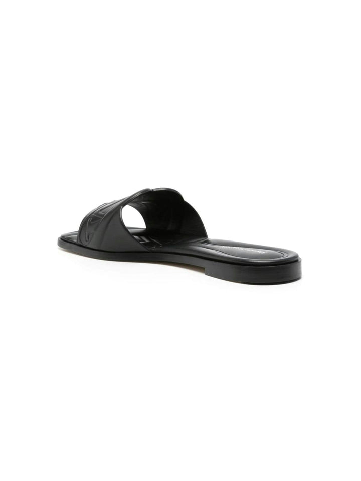 SEAL LEATHER FLAT SANDALS