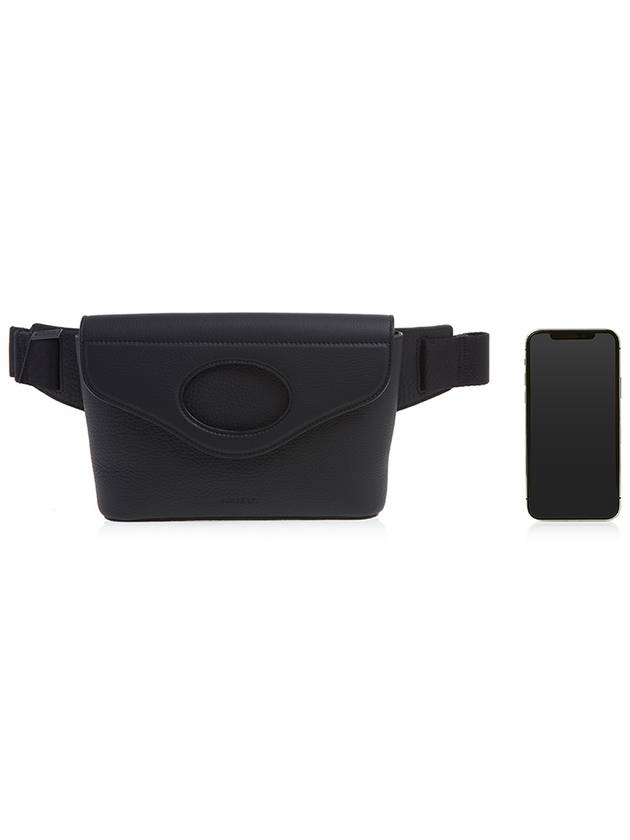 Burberry Logo Engraved Leather Belt Bag Black