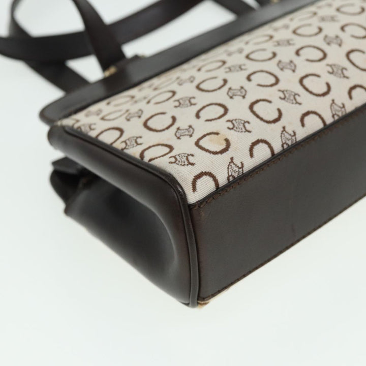 Celine C Macadam Canvas Hand Bag White Auth 78219