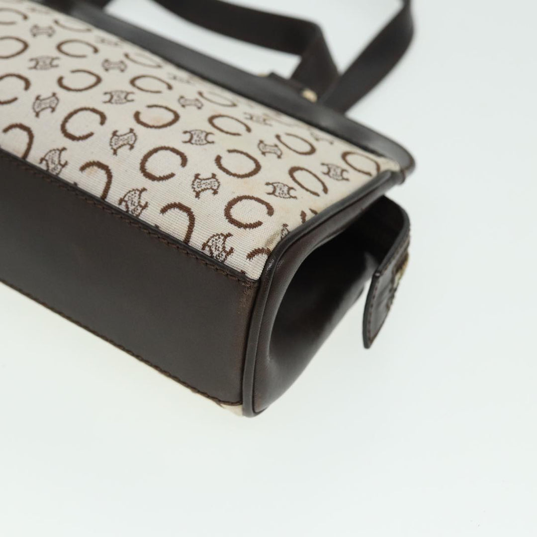 Celine C Macadam Canvas Hand Bag White Auth 78219