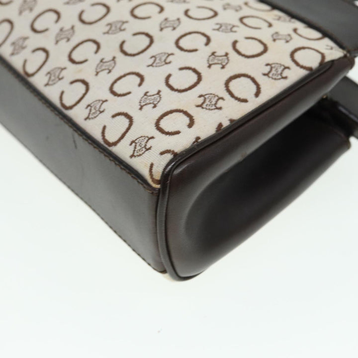 Celine C Macadam Canvas Hand Bag White Auth 78219