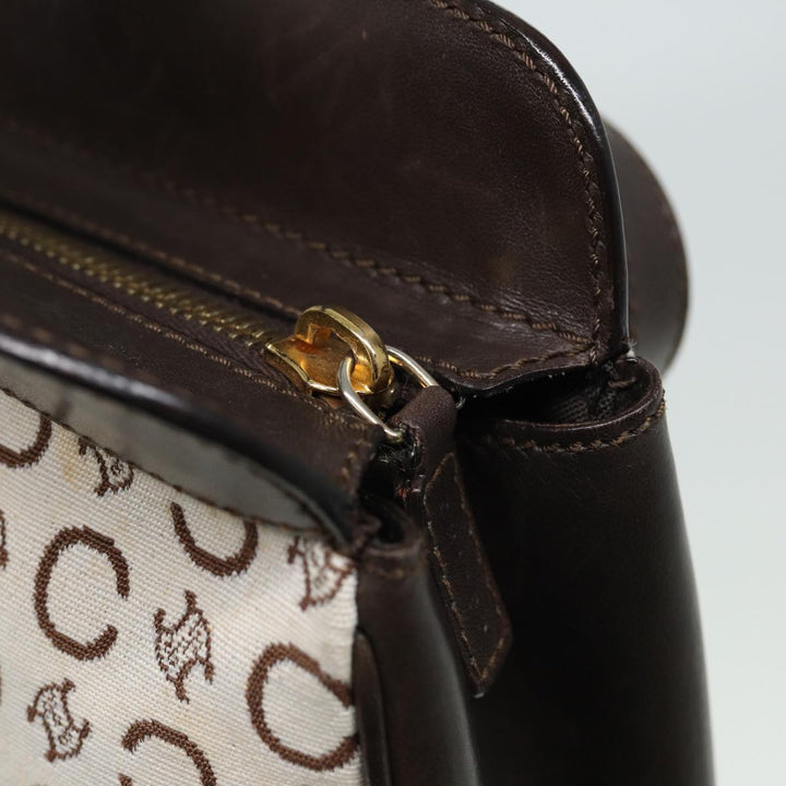 Celine C Macadam Canvas Hand Bag White Auth 78219