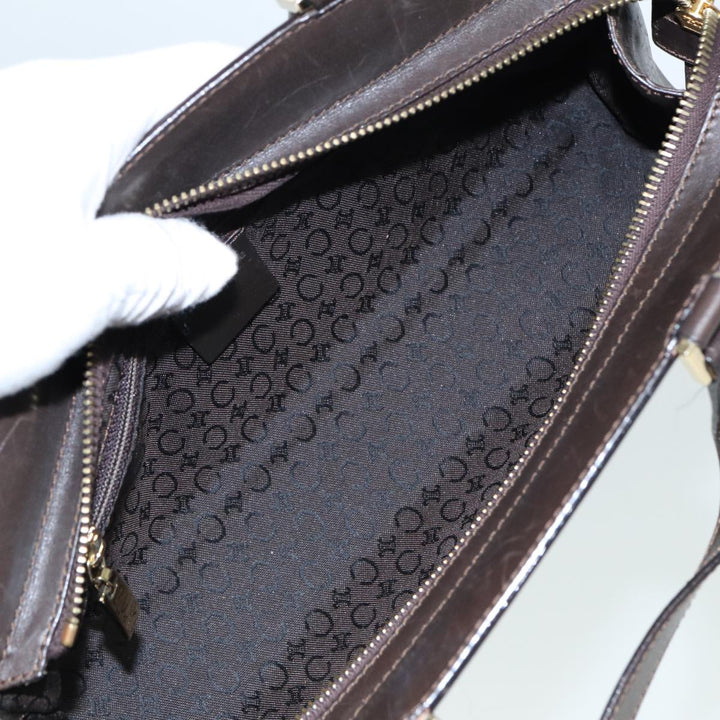 Celine C Macadam Canvas Hand Bag White Auth 78219