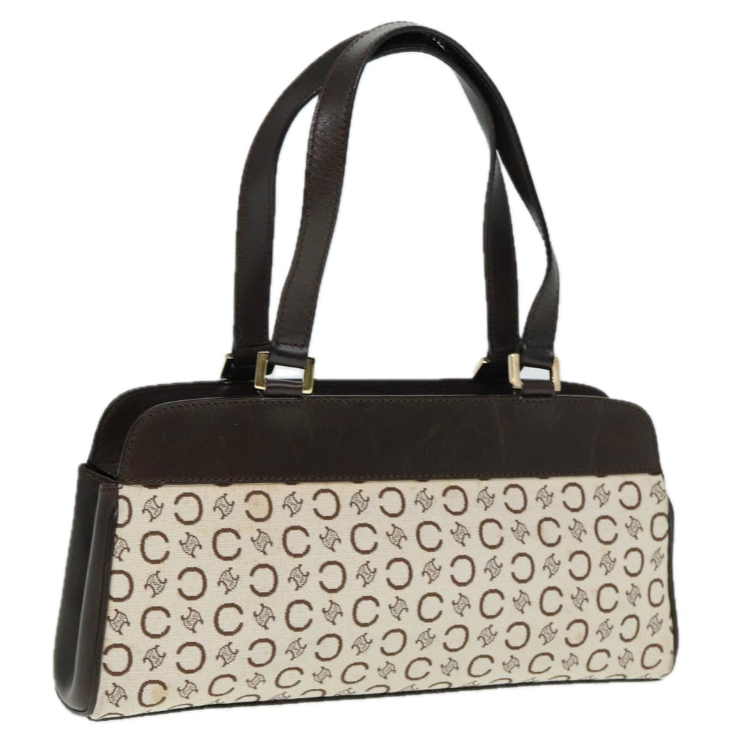 Celine C Macadam Canvas Hand Bag White Auth 78219