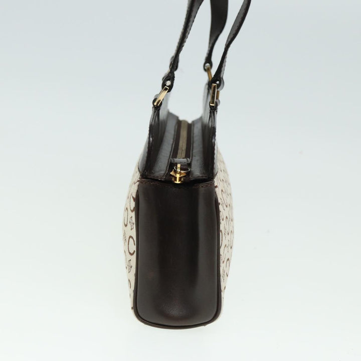 Celine C Macadam Canvas Hand Bag White Auth 78219