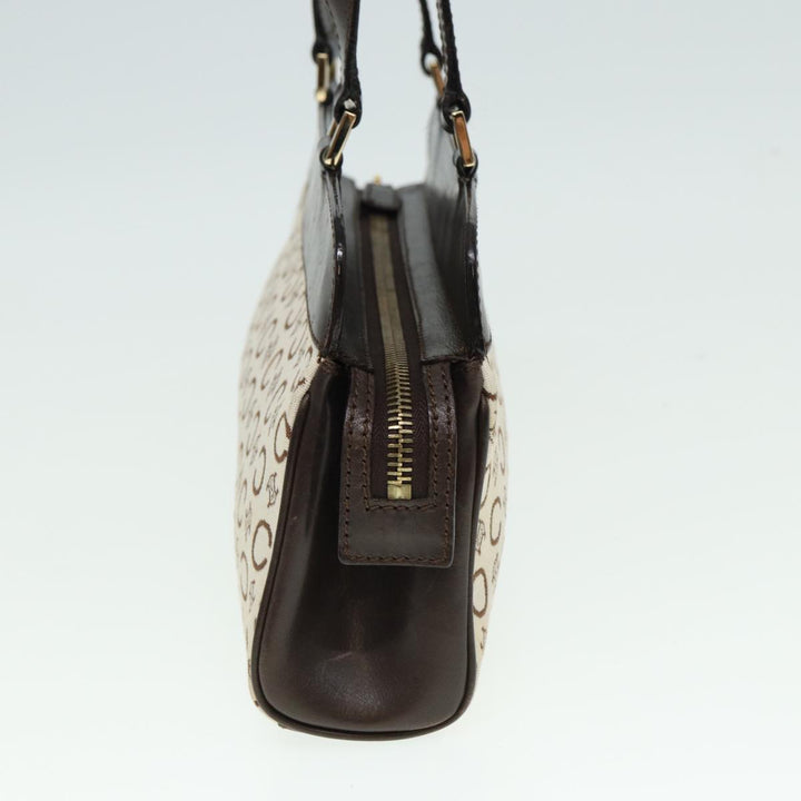 Celine C Macadam Canvas Hand Bag White Auth 78219