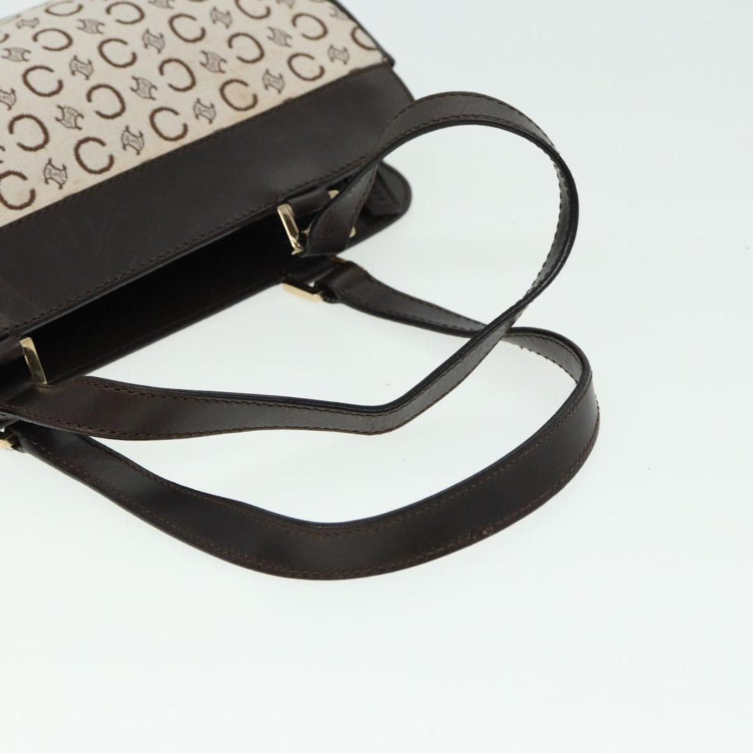 Celine C Macadam Canvas Hand Bag White Auth 78219
