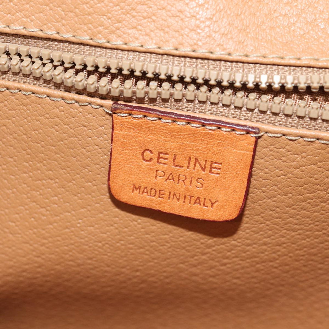 Celine Macadam Canvas Shoulder Bag PVC Leather Brown Auth 78220