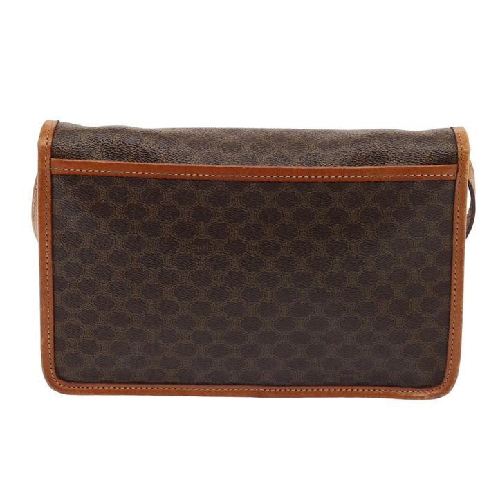 Celine Macadam Canvas Shoulder Bag PVC Leather Brown Auth 78220