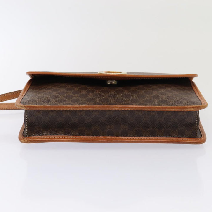 Celine Macadam Canvas Shoulder Bag PVC Leather Brown Auth 78220